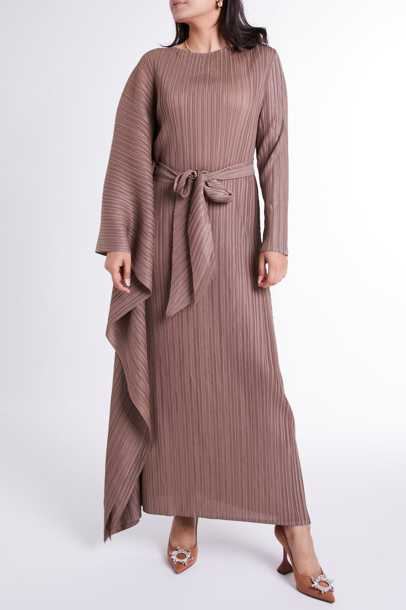 Sandy Flared Sleeve Dress with Self-tie Belt