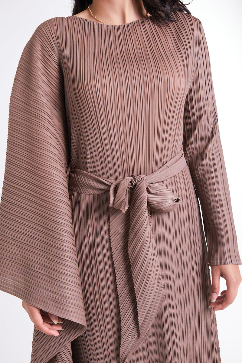 Sandy Flared Sleeve Dress with Self-tie Belt