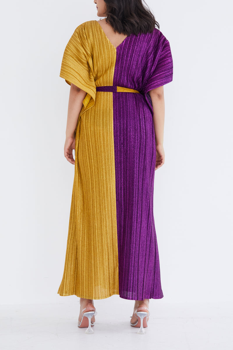 Dual Coloured Kaftan with Batwing Sleeve & Belt