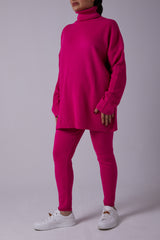 FUSCHIA RIBBED WITH LEGGINGS