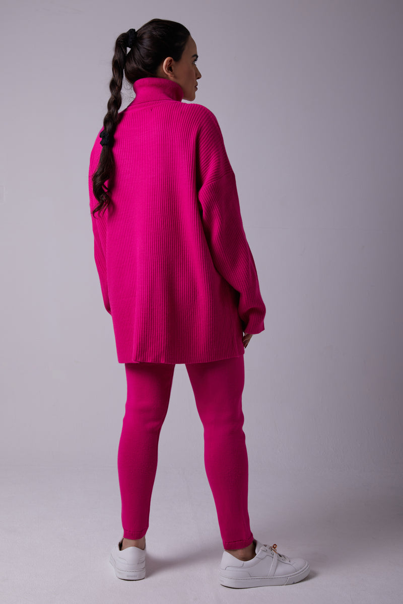 FUSCHIA RIBBED WITH LEGGINGS