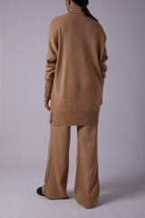 CAMEL ROLL NECK KNIT SET