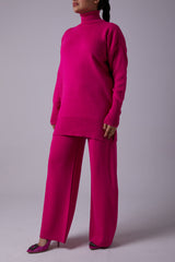 FUCHSIA ROLL NECK KNIT SET