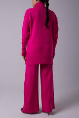 FUCHSIA ROLL NECK KNIT SET