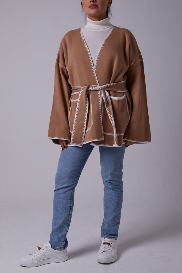 CAMEL JACKET WITH BELT