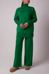 GREEN ROLL NECK KNIT SET