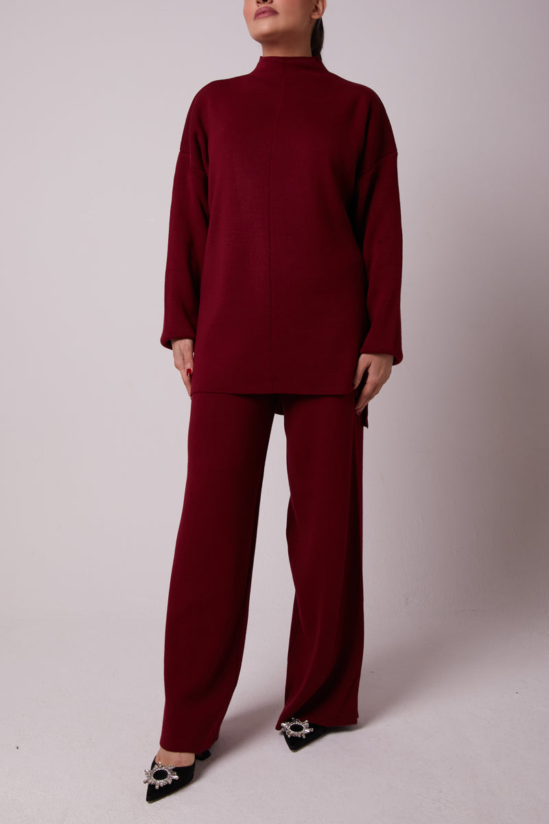 BURGUNDY OVERSIZED KNIT SET