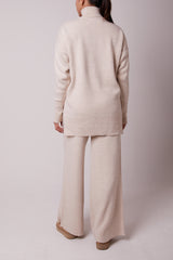 CREAM ROLL NECK KNIT SET