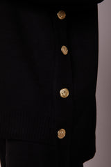 BLACK KNITSET WITH GOLD BUTTONS