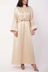 Gold Luxé Feather Trim Dress & Belt