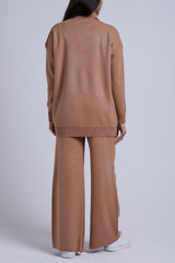 COLLARED CAMEL KNIT SET