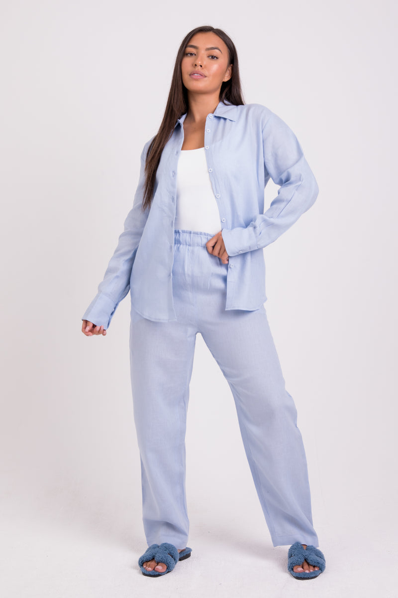 LIGHT BLUE LINEN CO-ORD SET