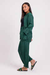 EMERALD GREEN OVERSIZED SILK CO-ORD SET