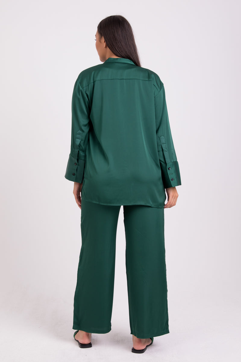 EMERALD GREEN OVERSIZED SILK CO-ORD SET