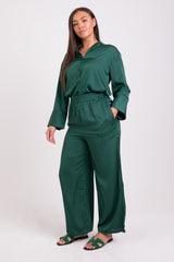 EMERALD GREEN OVERSIZED SILK CO-ORD SET