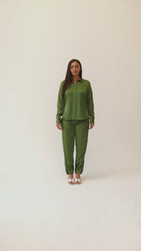 LEAF GREEN SATIN CO-ORD SET