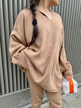 OVERSIZED CAMEL JOGGER KNIT SET