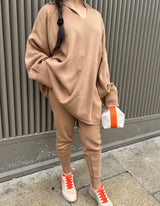 OVERSIZED CAMEL JOGGER KNIT SET