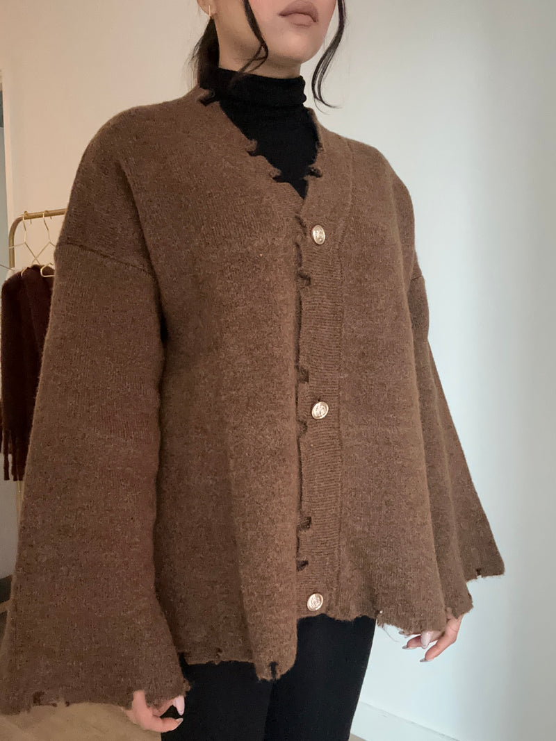 BROWN KNIT CARDIGAN