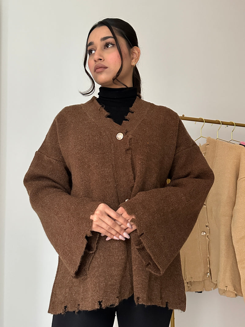 BROWN KNIT CARDIGAN