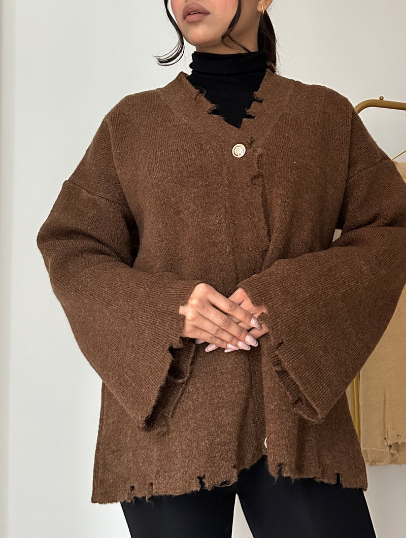 BROWN KNIT CARDIGAN