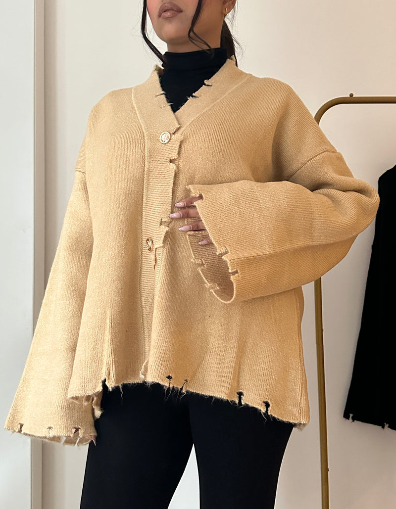 CAMEL KNIT CARDIGAN